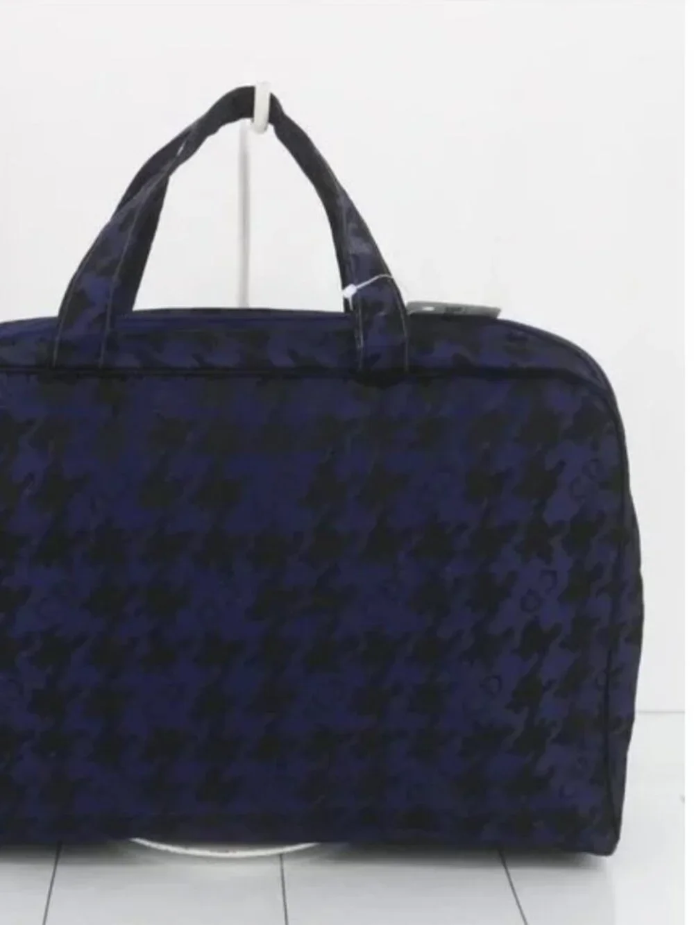 Christian Dior Rare Vintage Blue Houndstooth Toiletry Makeup Bag